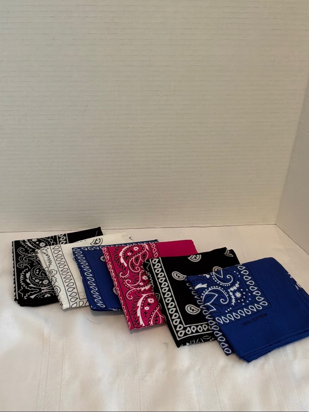 Pack of Women's Paisley Bandanas - Blue, Pink, Black, White lot of 6